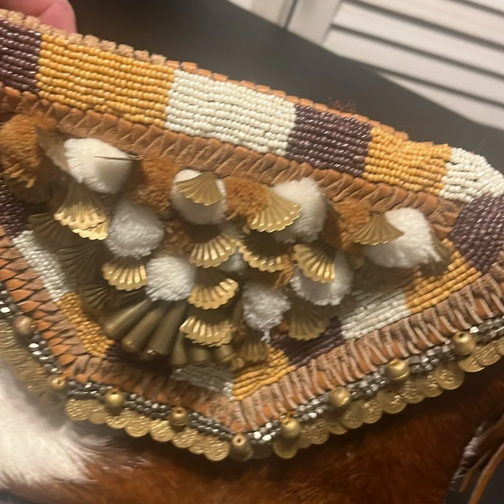 ibBan Anthropologie Hair on Hide Embellished Crossbody - Picture 6 of 10